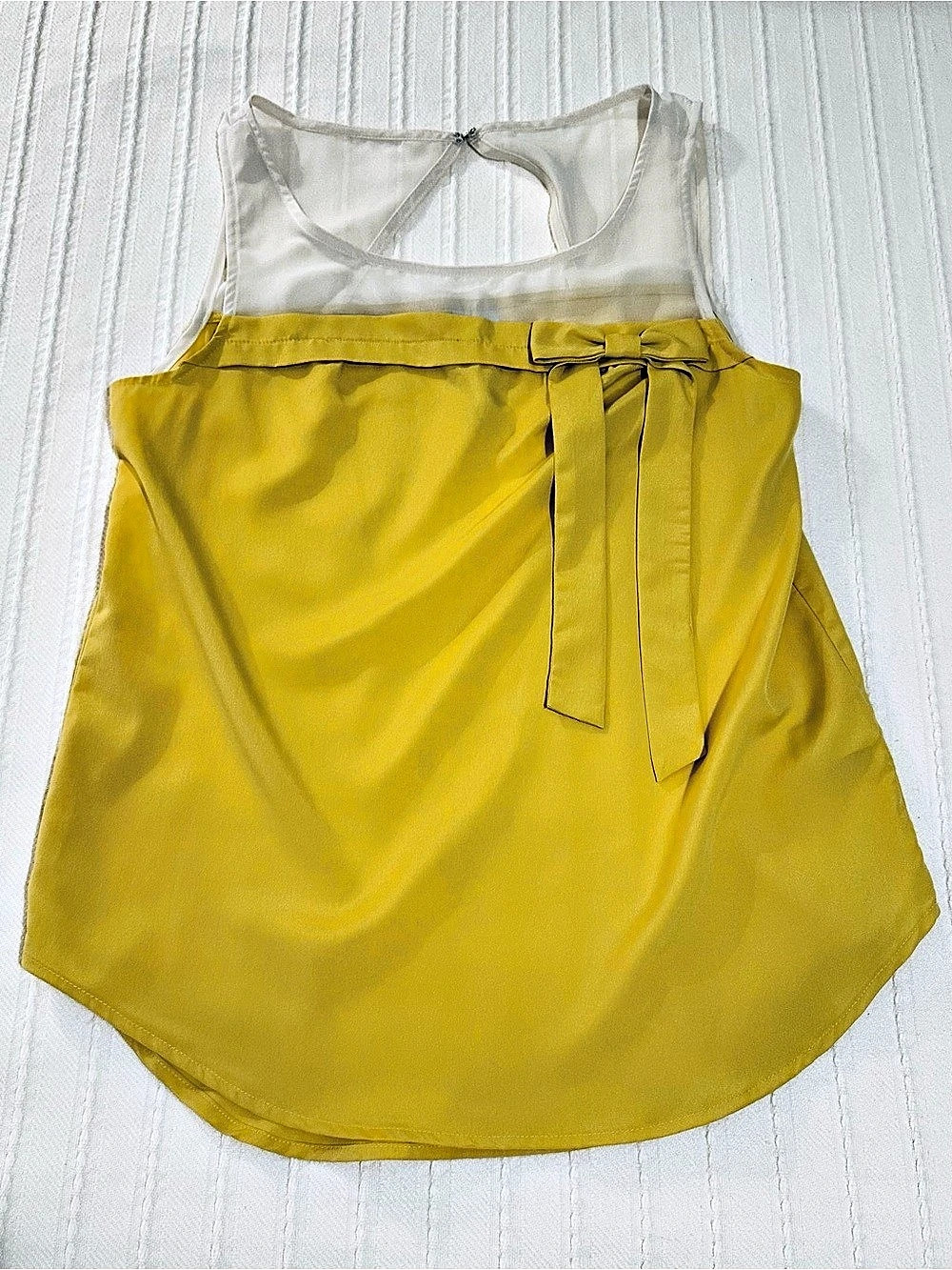 LC Lauren Conrad Yellow Sleeveless Blouse with Bow Detail